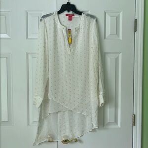 Catherine Malandrino Cream Asymmetrical Tunic Relaxed Fit